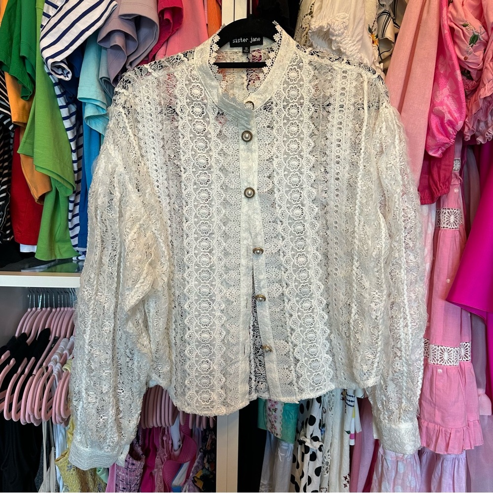 Sister Jane lace button up blouse size s
